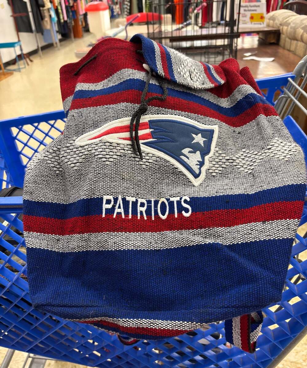 New England Patriots Woven Mexican Baja Blanket Drawstring Backpack SOLD